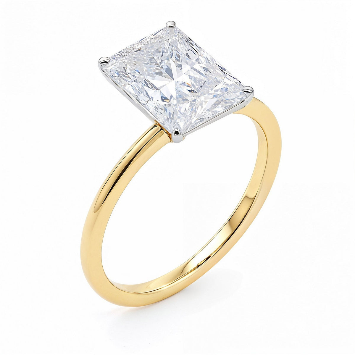 3 Carat Radiant Lab Grown IGI G/VS1 Diamond Solitaire Ring in 14K Yellow Gold