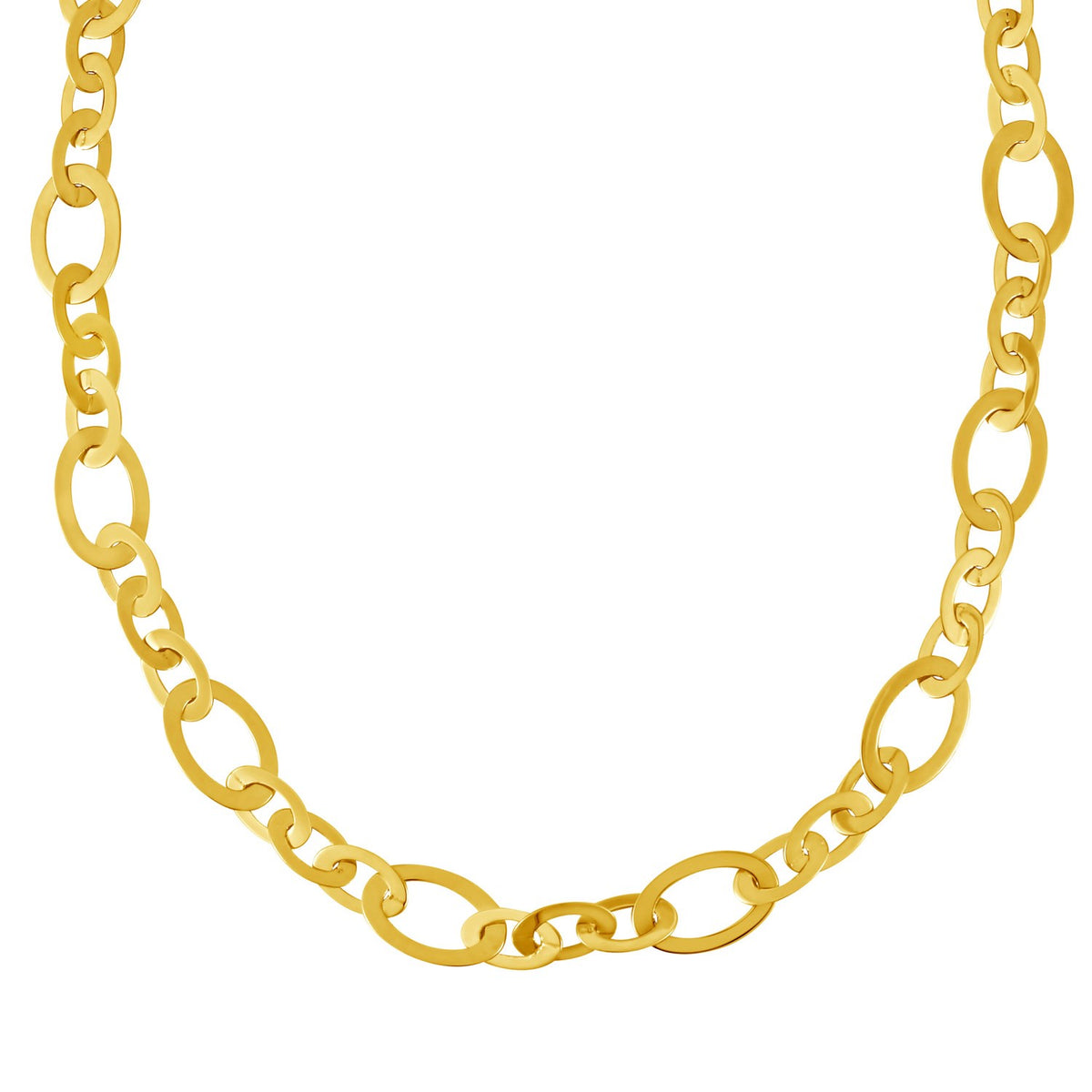 Large Flat Oval Link Necklace in 14K Yellow Gold (7.90 mm)