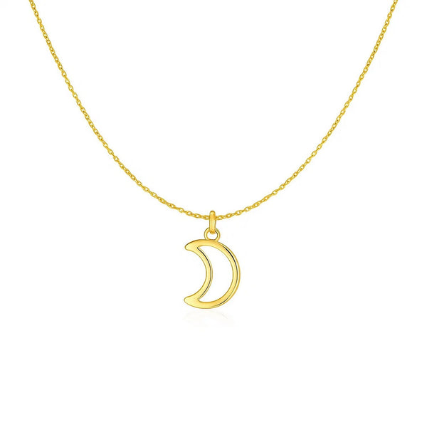 14k Yellow Gold Necklace with Moon
