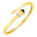 14k Yellow Gold Crossover Style Hinged Bangle Bracelet with Onyx (3.40 mm)
