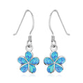 Sterling Silver Flower Dangle Earrings with Opal