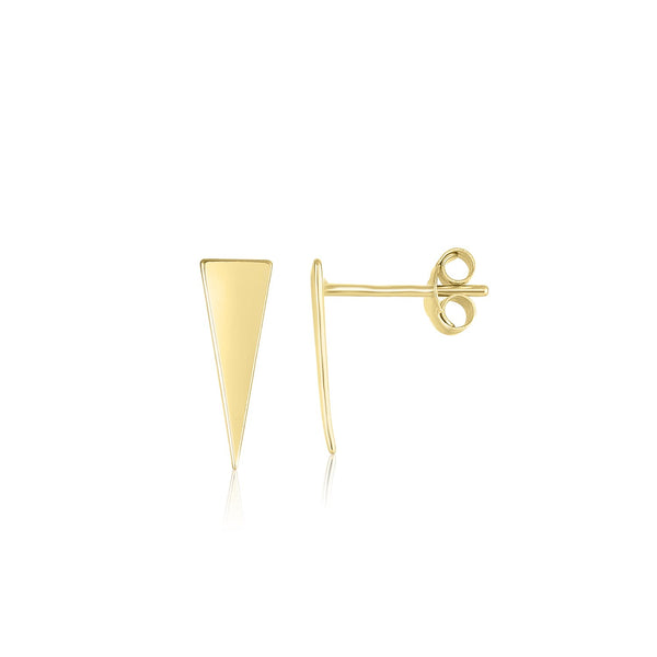 14K Yellow Gold Climber Long Triangle Stud Earrings