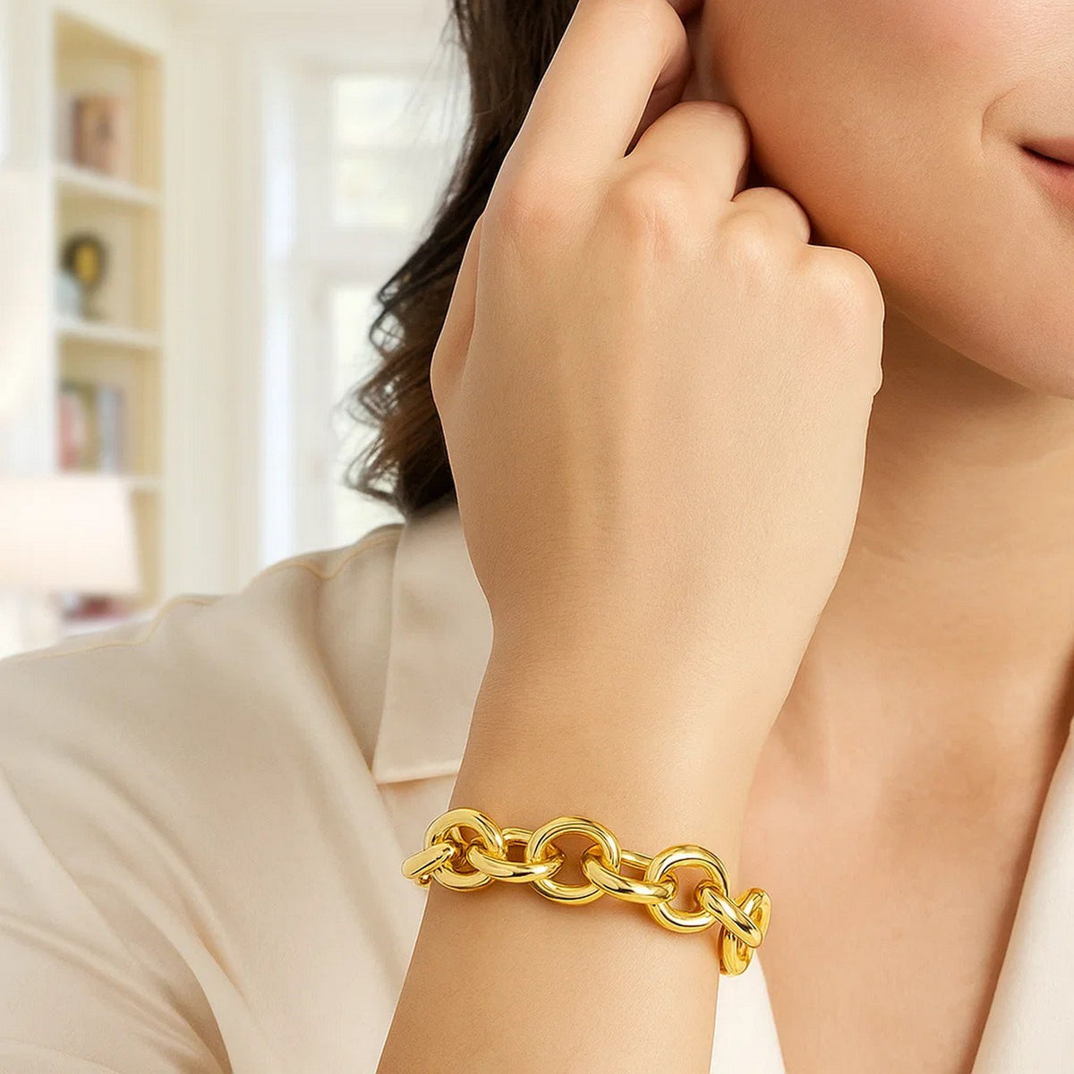 14k Yellow Gold Round Link Bracelet (11.60 mm)