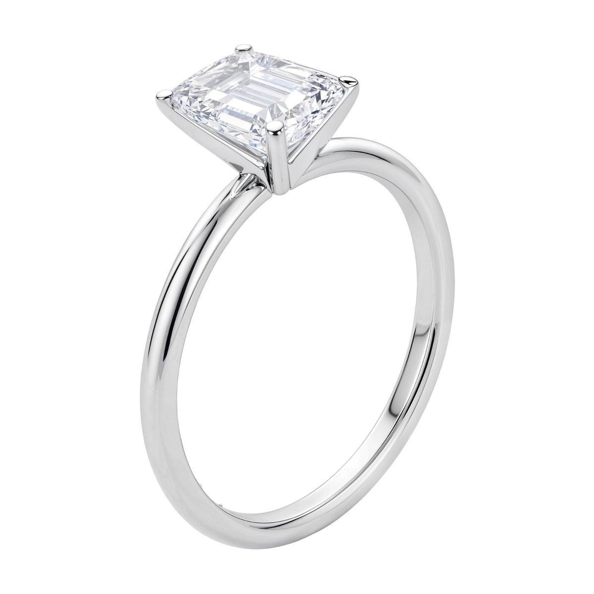 2 Carat Emerald Lab Grown IGI G/VS1 Diamond Solitaire Ring in 10K White Gold