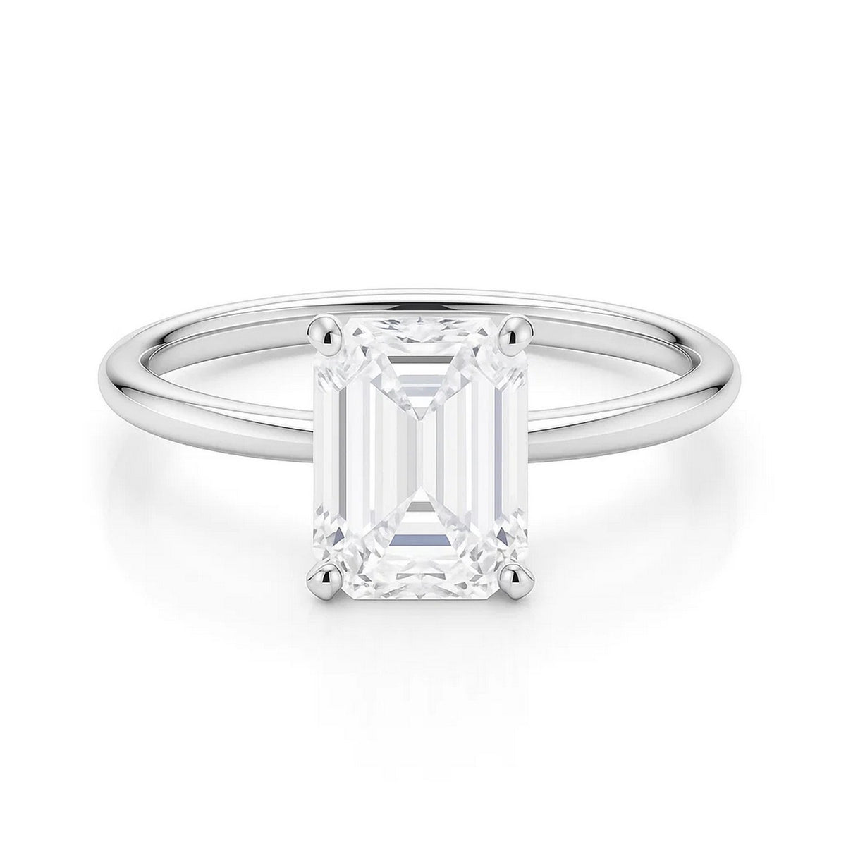 2 Carat Emerald Lab Grown IGI G/VS1 Diamond Solitaire Ring in 10K White Gold