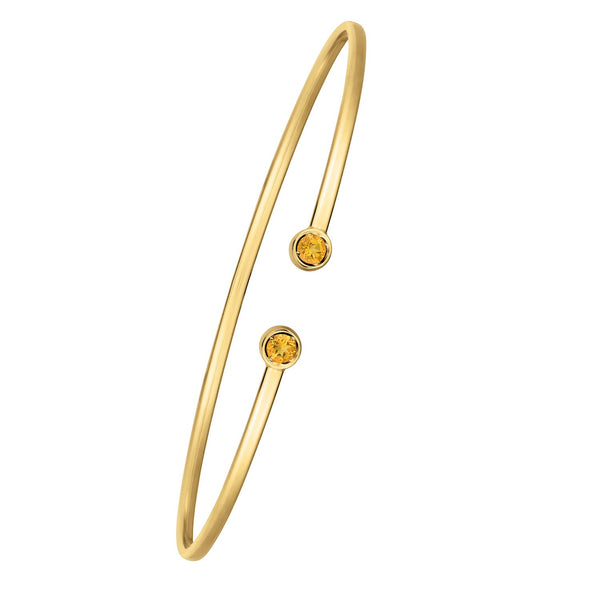 14K Yellow Gold Citrine Open Cuff Bangle (2.00 mm)