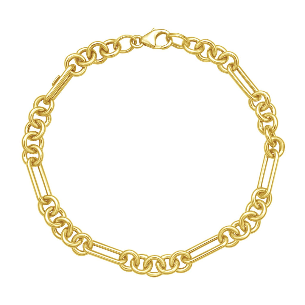 14K Yellow Gold Five And One Paperclip Link Chain Bracelet