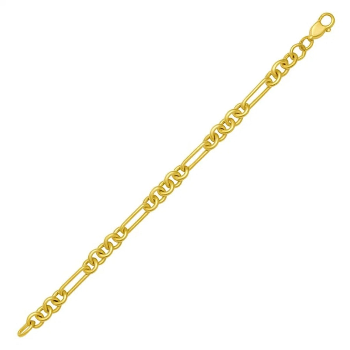 14K Yellow Gold Five And One Paperclip Link Chain Bracelet