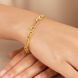 14K Yellow Gold Five And One Paperclip Link Chain Bracelet
