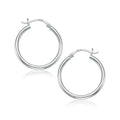 10k White Gold Polished Hoop Earrings (2x25mm)