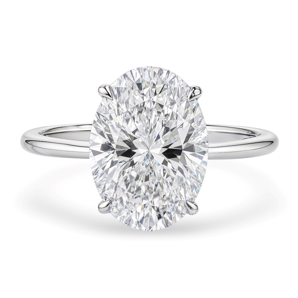 5 Carat Oval Lab Grown IGI G/VS1 Diamond Solitaire Ring in 14K White Gold