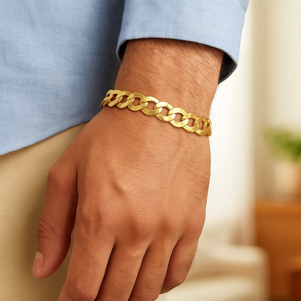 14k Yellow Gold Solid Curb Bracelet (12.18 mm)