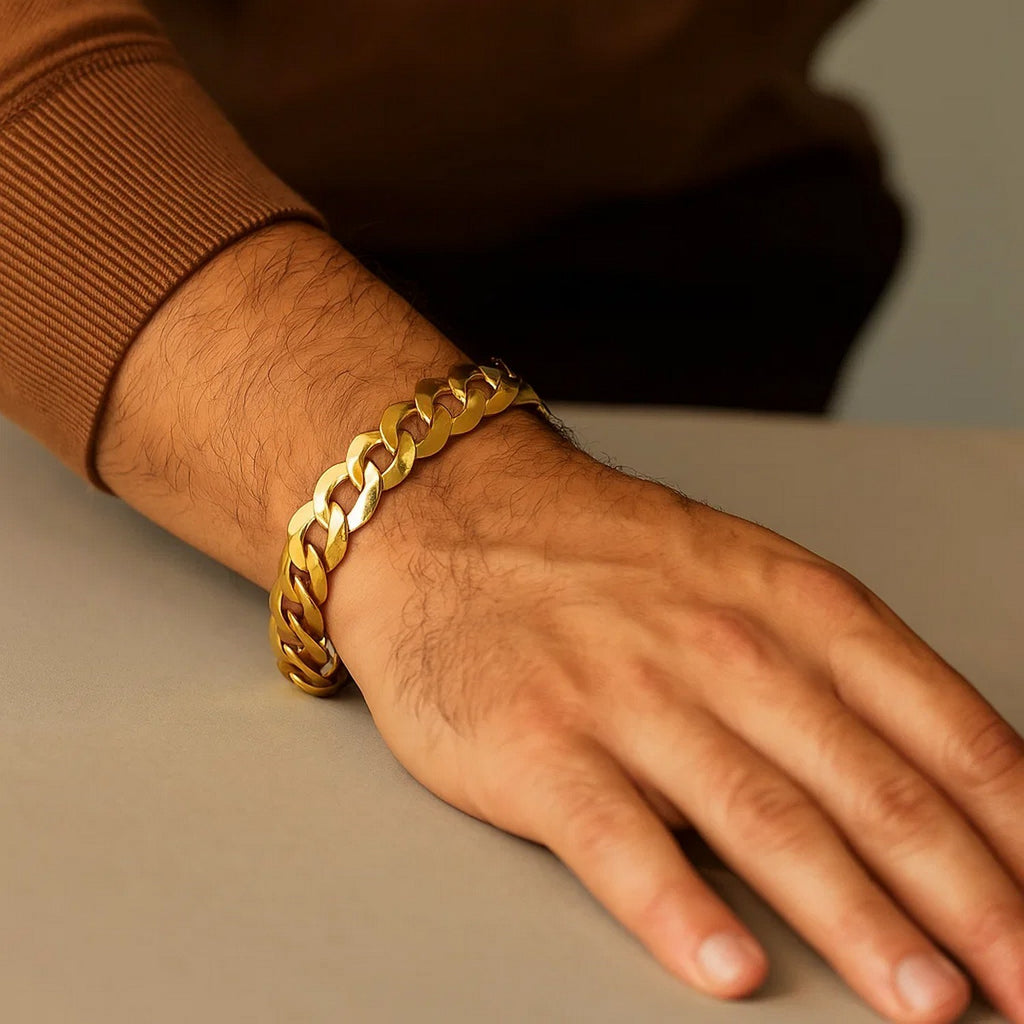 14k Yellow Gold Solid Curb Bracelet (12.18 mm)
