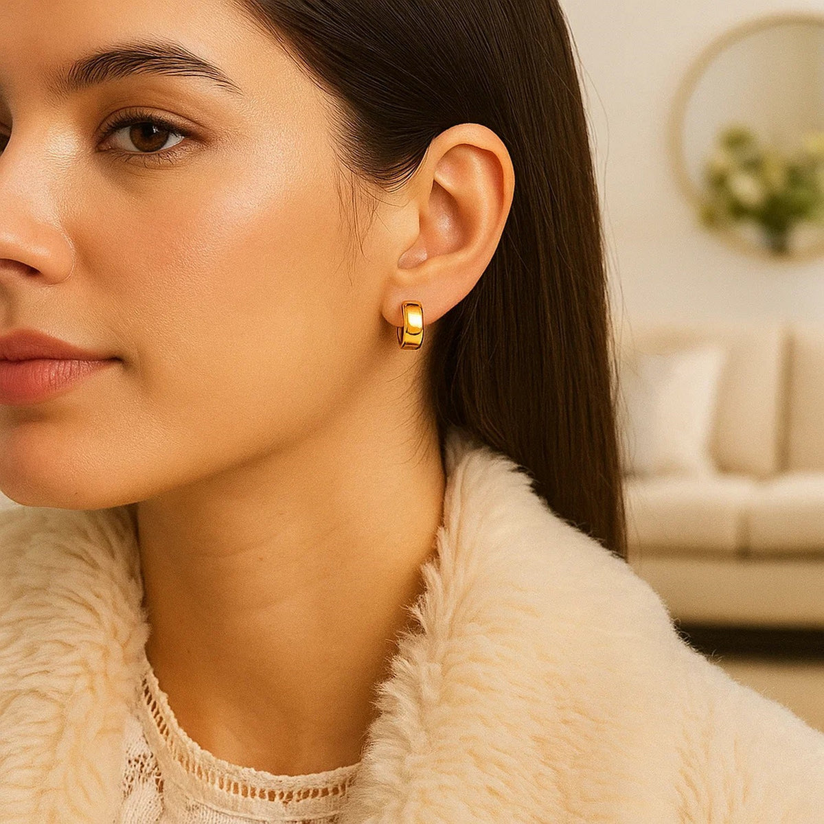 10k Yellow Gold Snuggable Hoop Earrings