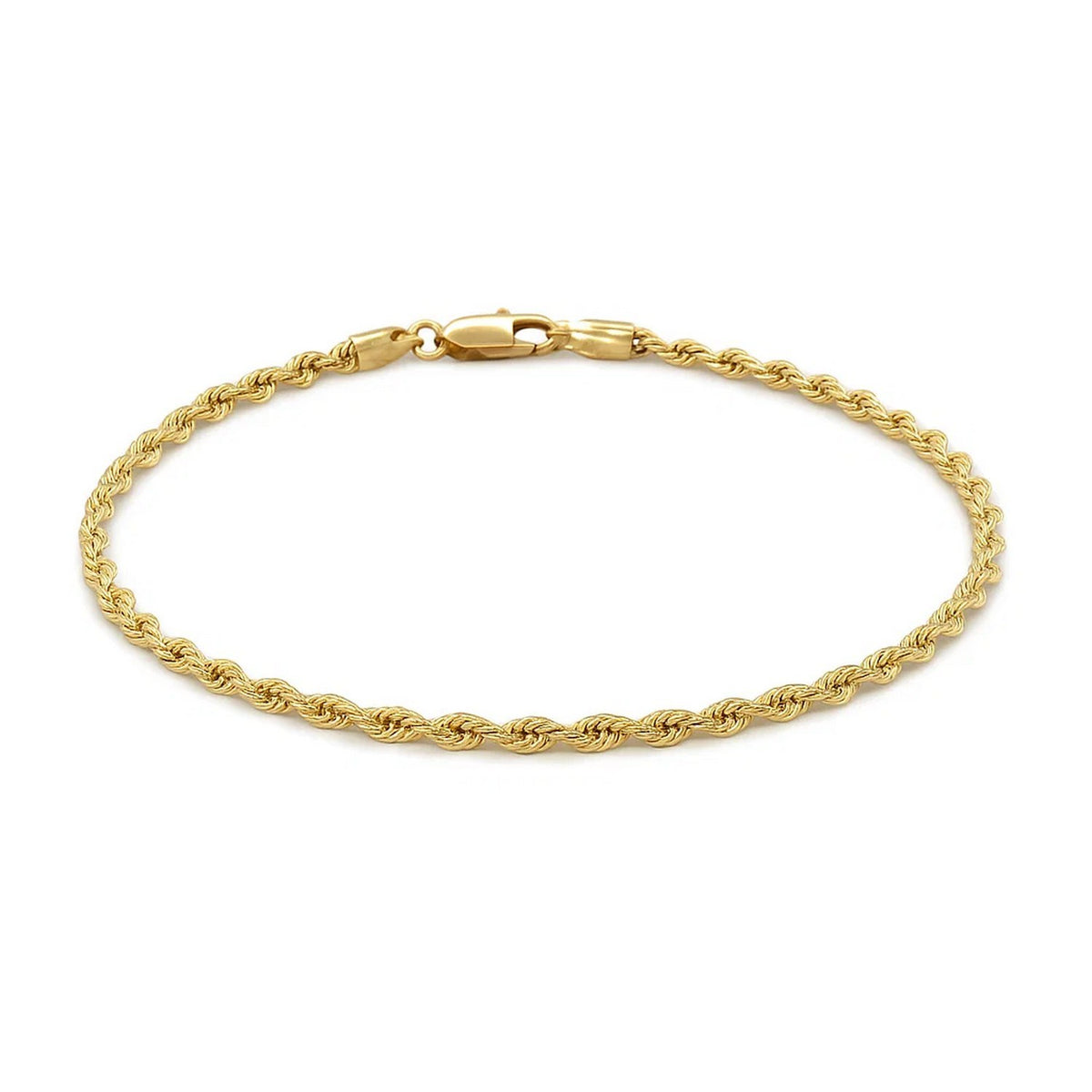 10k Yellow Gold Solid Diamond Cut Rope Bracelet (2.75 mm)