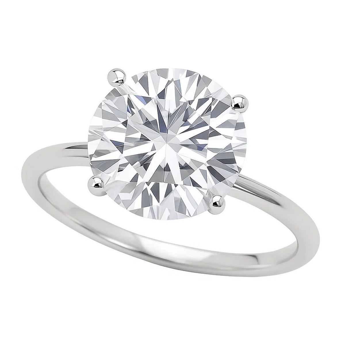 5 Carat Round Lab Grown IGI G/VS1 Diamond Solitaire Ring in 14K White Gold