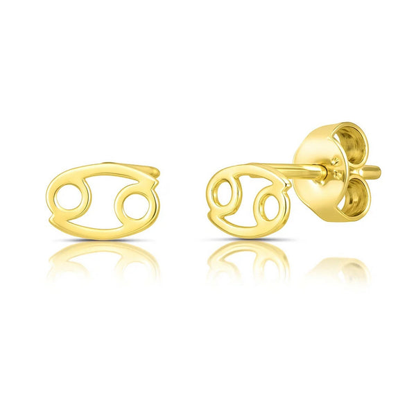 14k Yellow Gold Cancer Stud Earrings