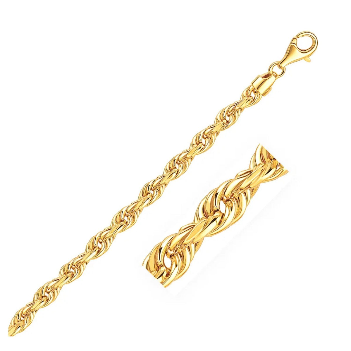 10k Yellow Gold Solid Diamond Cut Rope Bracelet (5.00 mm)