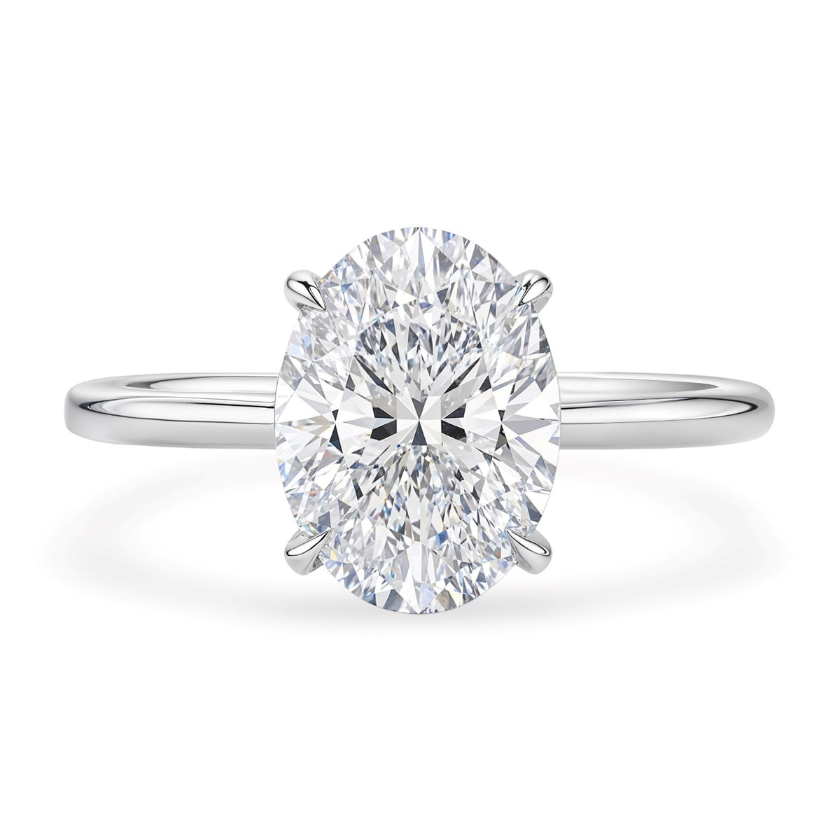 2 Carat Oval Lab Grown IGI G/VS1 Diamond Solitaire Ring in 14K White Gold