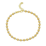 14k Two Tone Gold Polished Diamond Cut Bead Bracelet (4.00 mm)