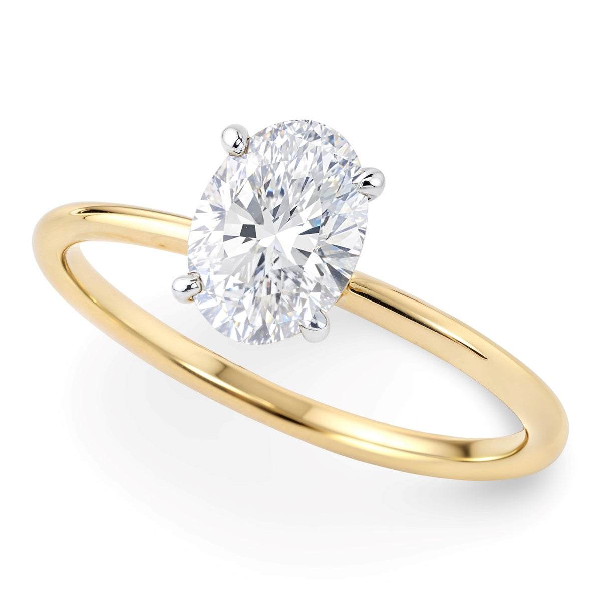 1 Carat Oval Lab Grown IGI G/VS1 Diamond Solitaire Ring in 14K Yellow Gold
