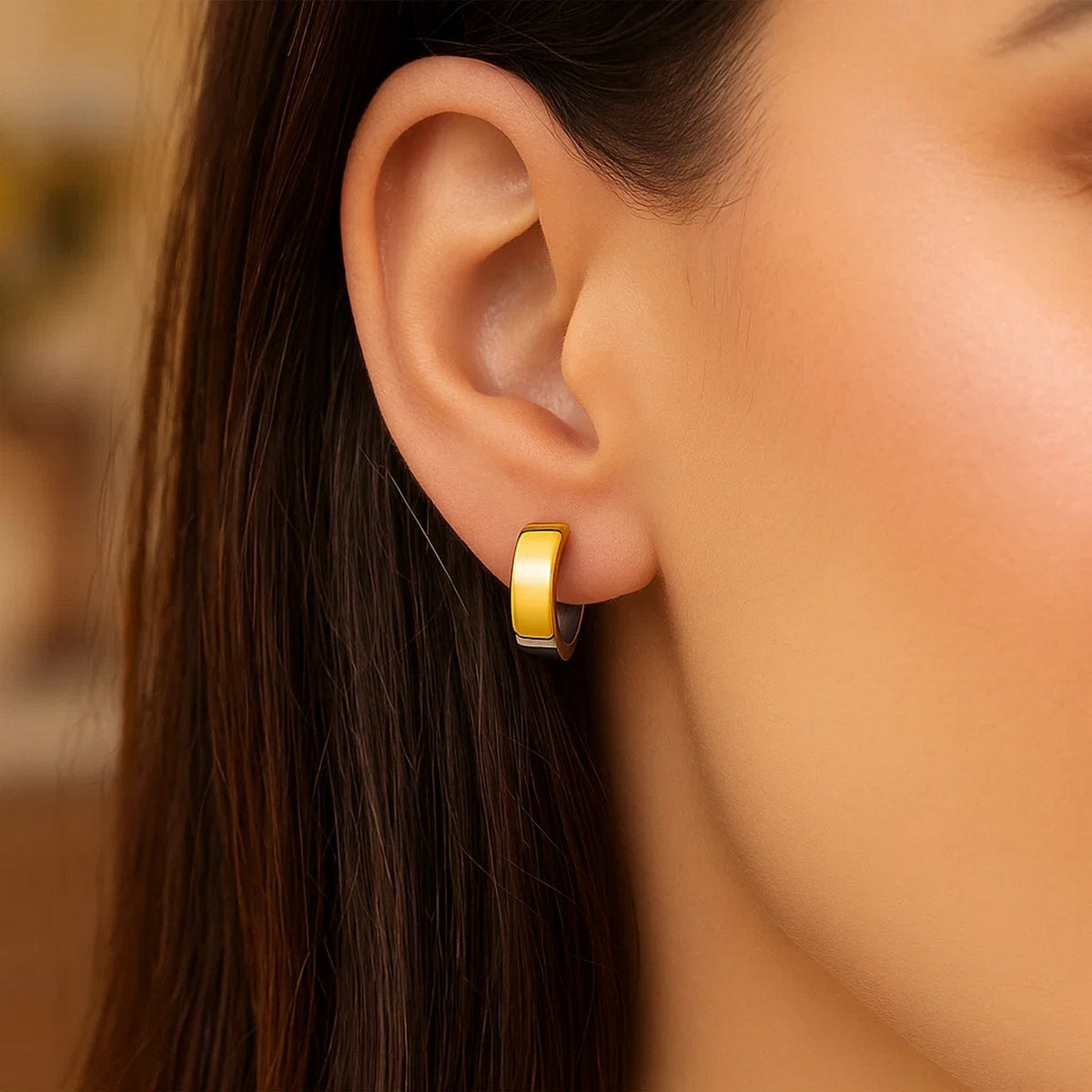 14k Two-Tone Gold Snuggable Style Earrings