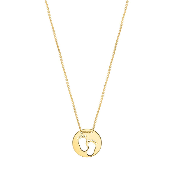 Baby Footprints Necklace in 10K Yellow Gold