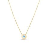 14k Yellow Gold MOP Evil Eye Necklace