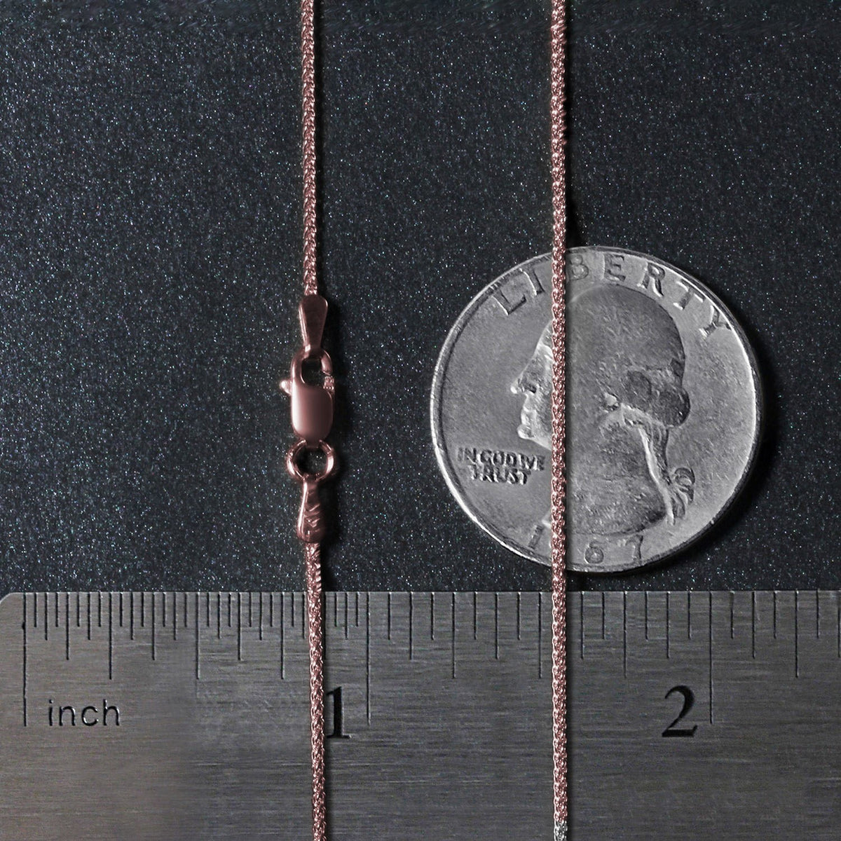14k Rose Gold Round Wheat Chain (1.00 mm)