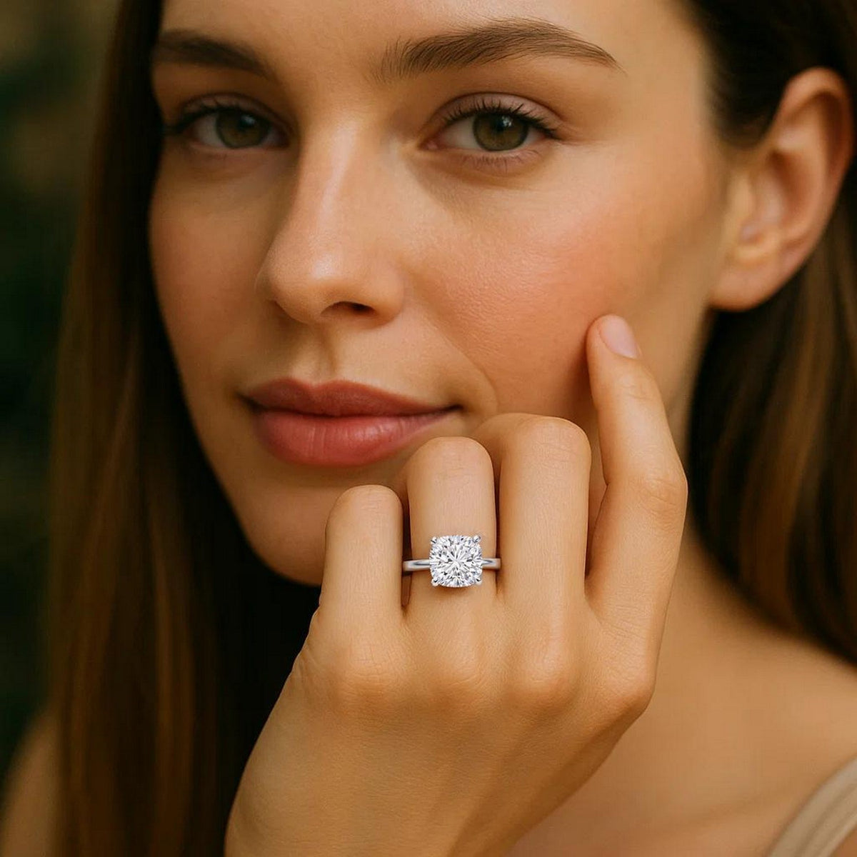 2 Carat Cushion Lab Grown IGI G/VS1 Diamond Solitaire Ring in 14K White Gold