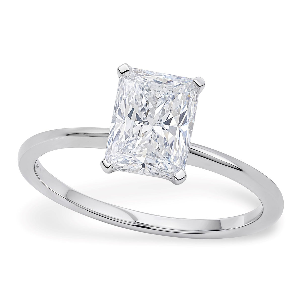 2 Carat Radiant Lab Grown IGI G/VS1 Diamond Solitaire Ring in 14K White Gold