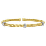 14K Yellow Gold Diamond Triple Station Tubogas Cuff