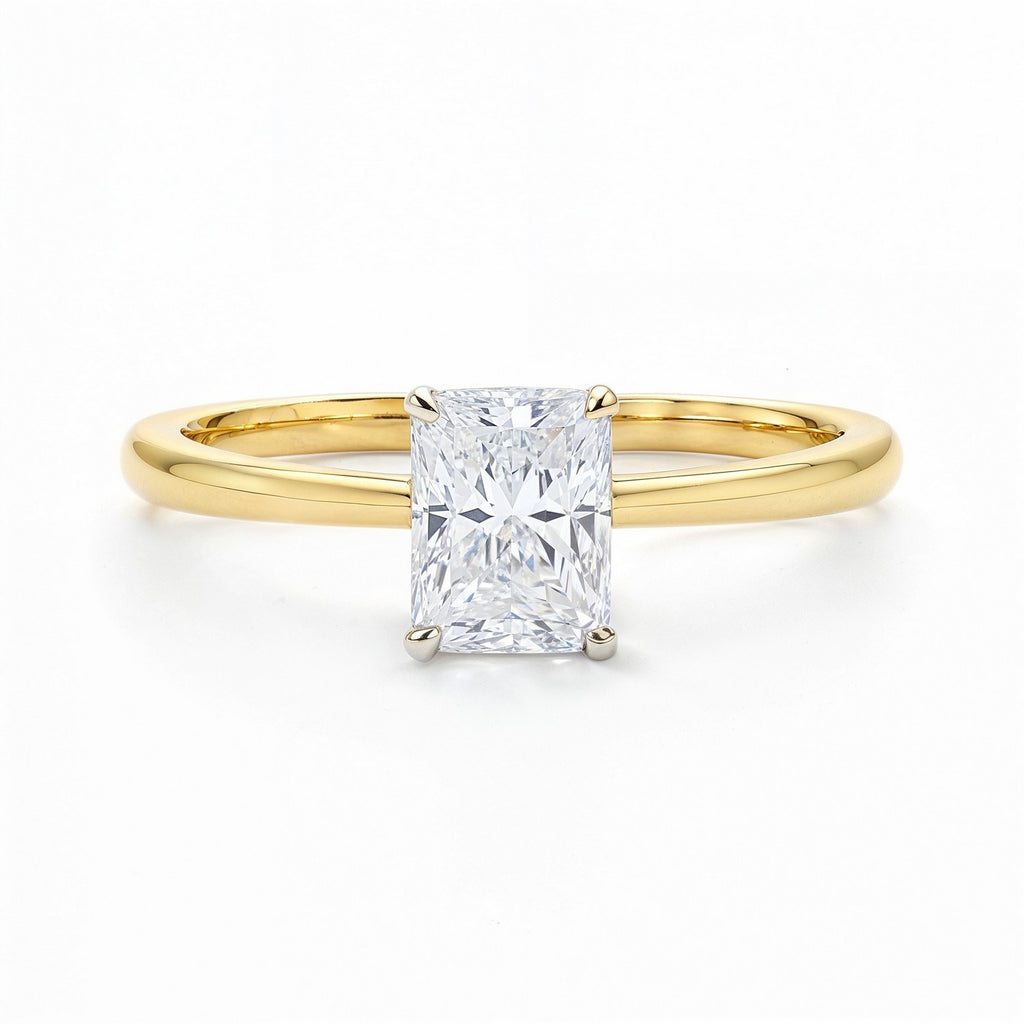 1 Carat Radiant Lab Grown IGI G/VS1 Diamond Solitaire Ring in 10K Yellow Gold