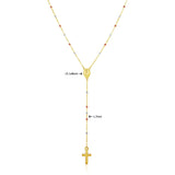 14k Tri Color Gold Lariat Rosary Necklace