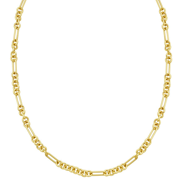 14K Yellow Gold Five And One Paperclip Link Chain Necklace