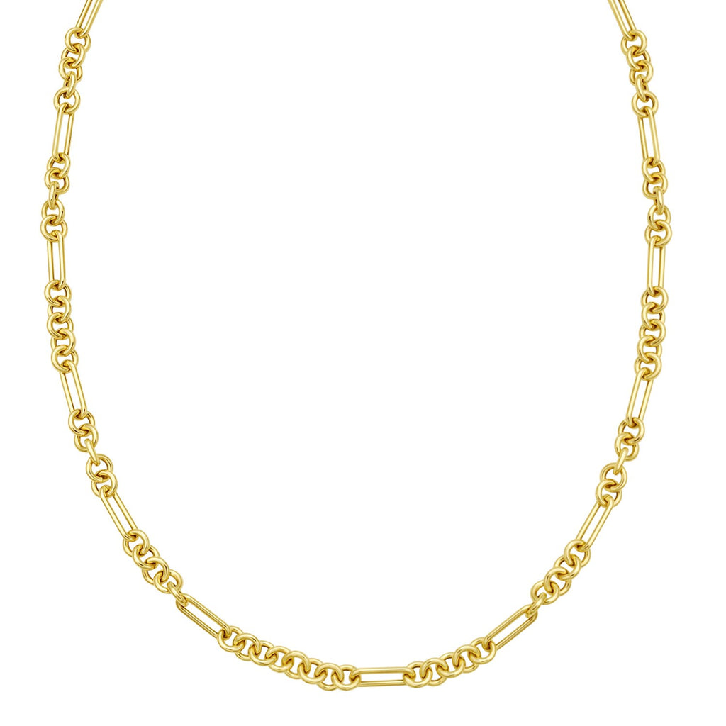 14K Yellow Gold Five And One Paperclip Link Chain Necklace