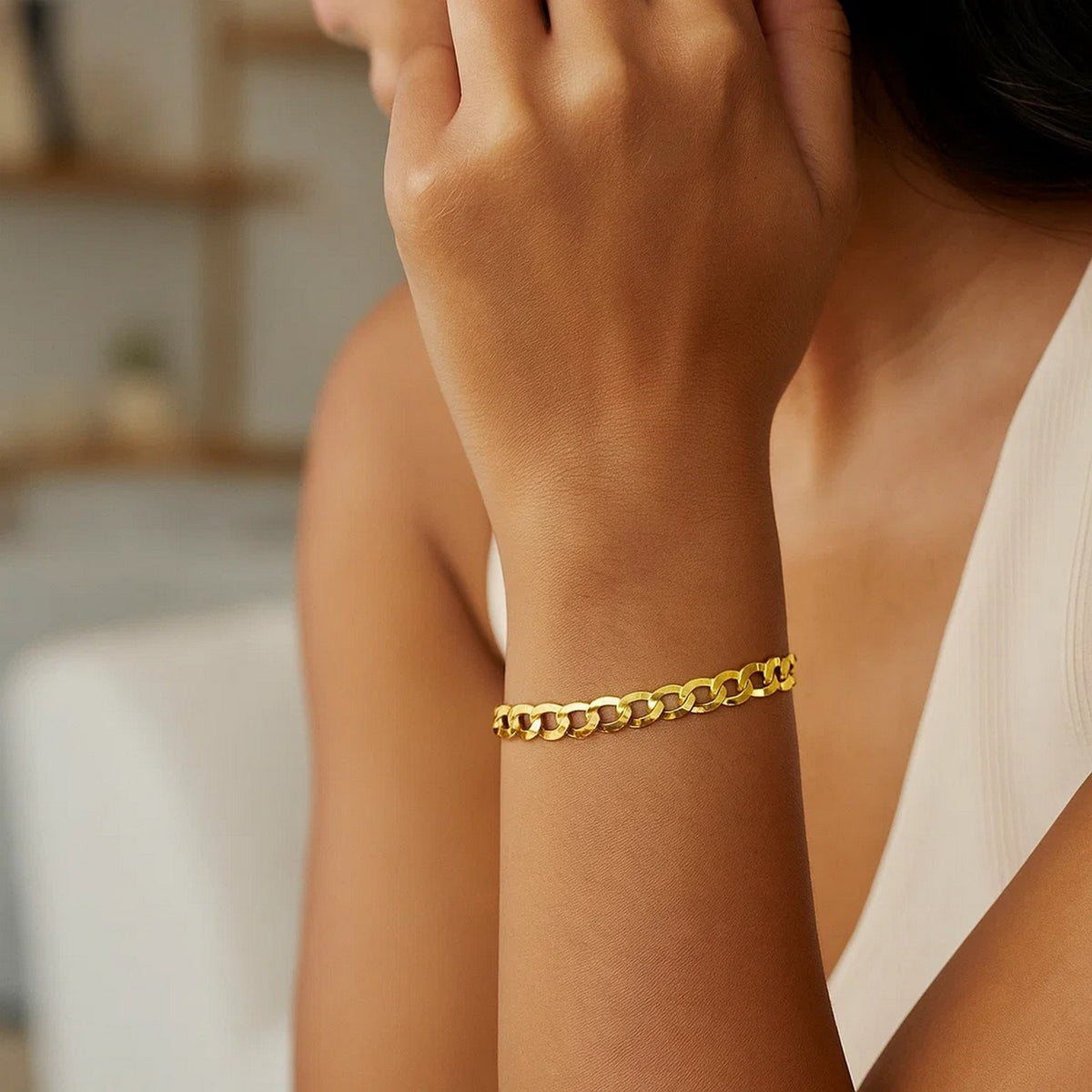14k Yellow Gold Solid Curb Bracelet (3.60 mm)