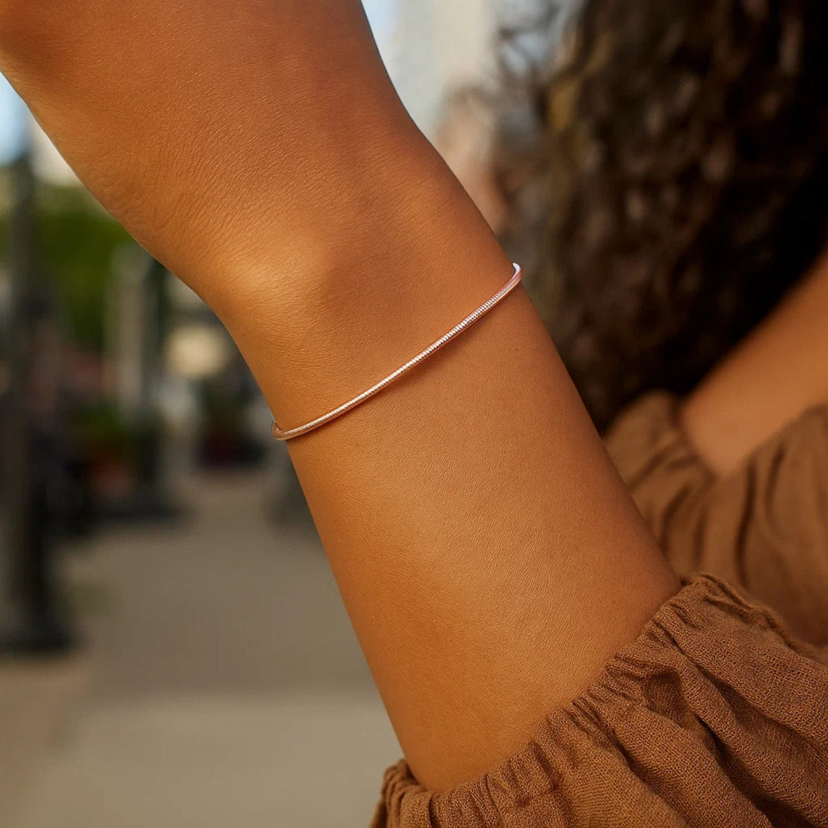 14K Rose Gold Diamond Cut Stack Bangle Bracelet (1.80 mm)