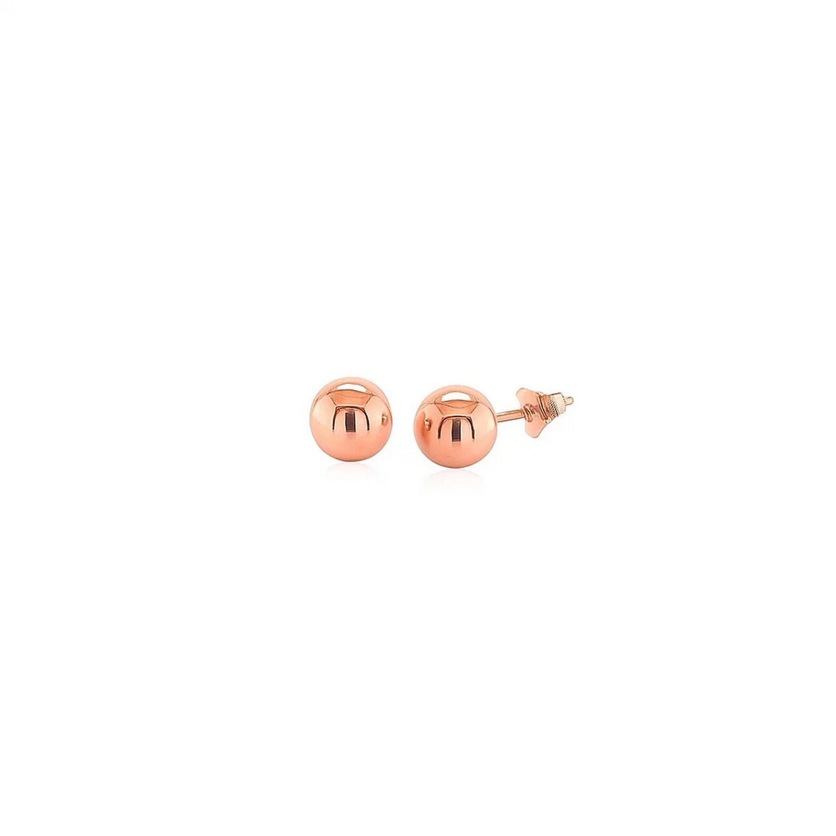 14k Rose Gold Classic Round Shape Stud Earrings (6mm)