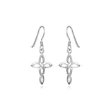 Sterling Silver Polished Knot Style Cross Earrings