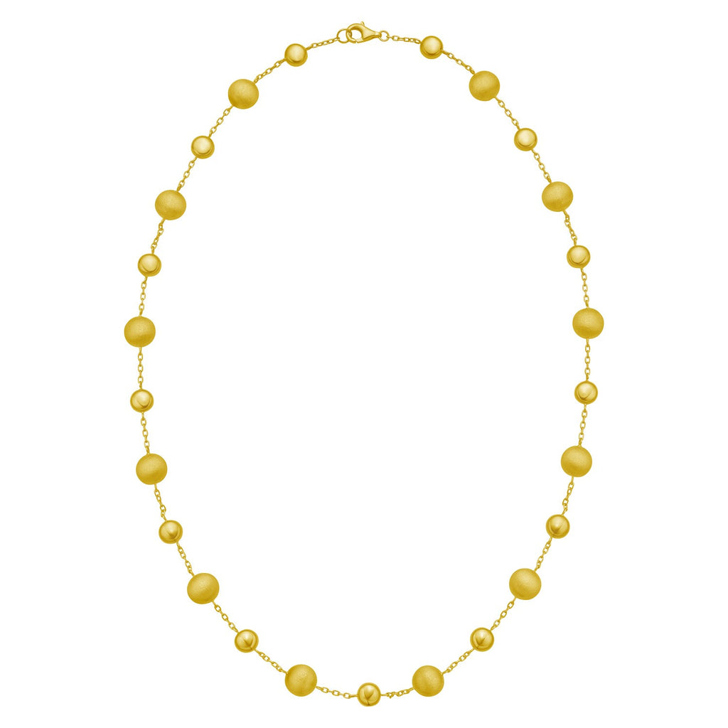 14K Yellow Gold Polished and Satin Pebble Necklace