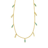14K Yellow Gold Turquoise And MOP Inlay Station Necklace