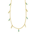 14K Yellow Gold Turquoise And MOP Inlay Station Necklace