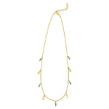 14K Yellow Gold Turquoise And MOP Inlay Station Necklace