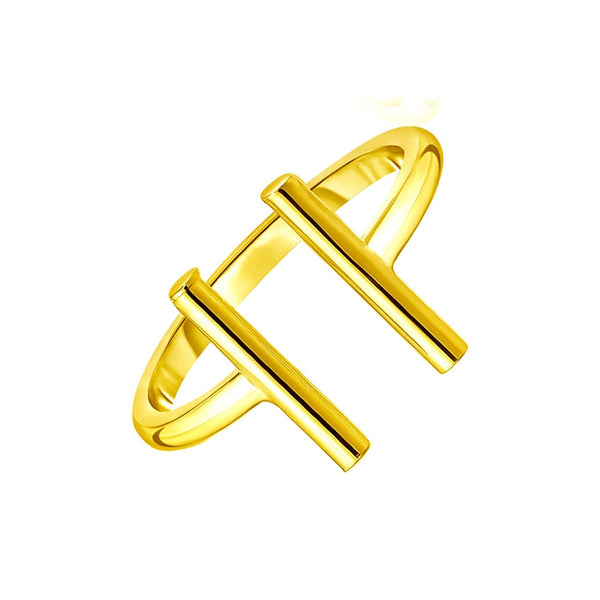 14k Yellow Gold Open Ring with Bars