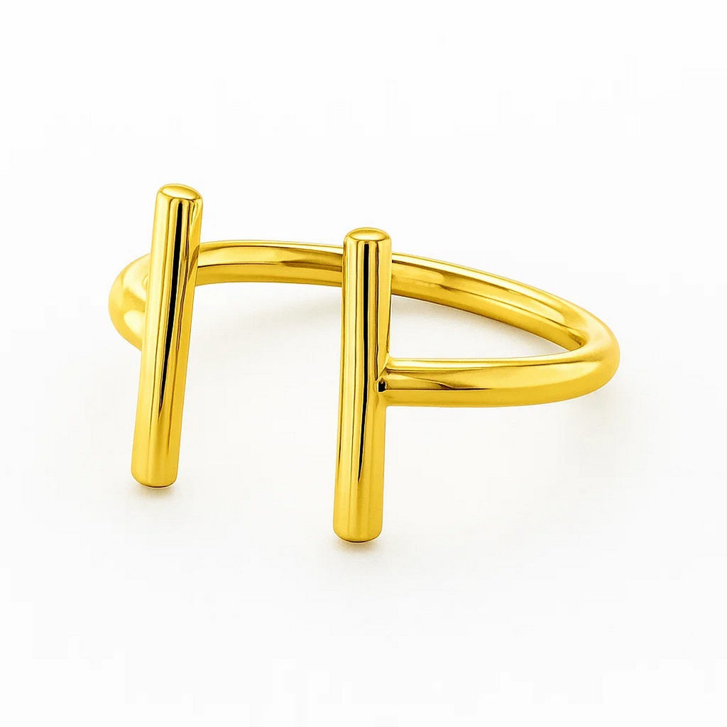 14k Yellow Gold Open Ring with Bars