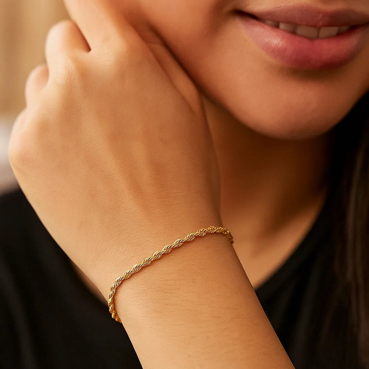 Lite Rope Chain Bracelet in 10k Yellow Gold  (2.50 mm)