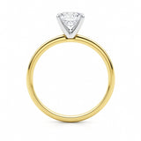 1 Carat Cushion Lab Grown IGI G/VS1 Diamond Solitaire Ring in 10K Yellow Gold