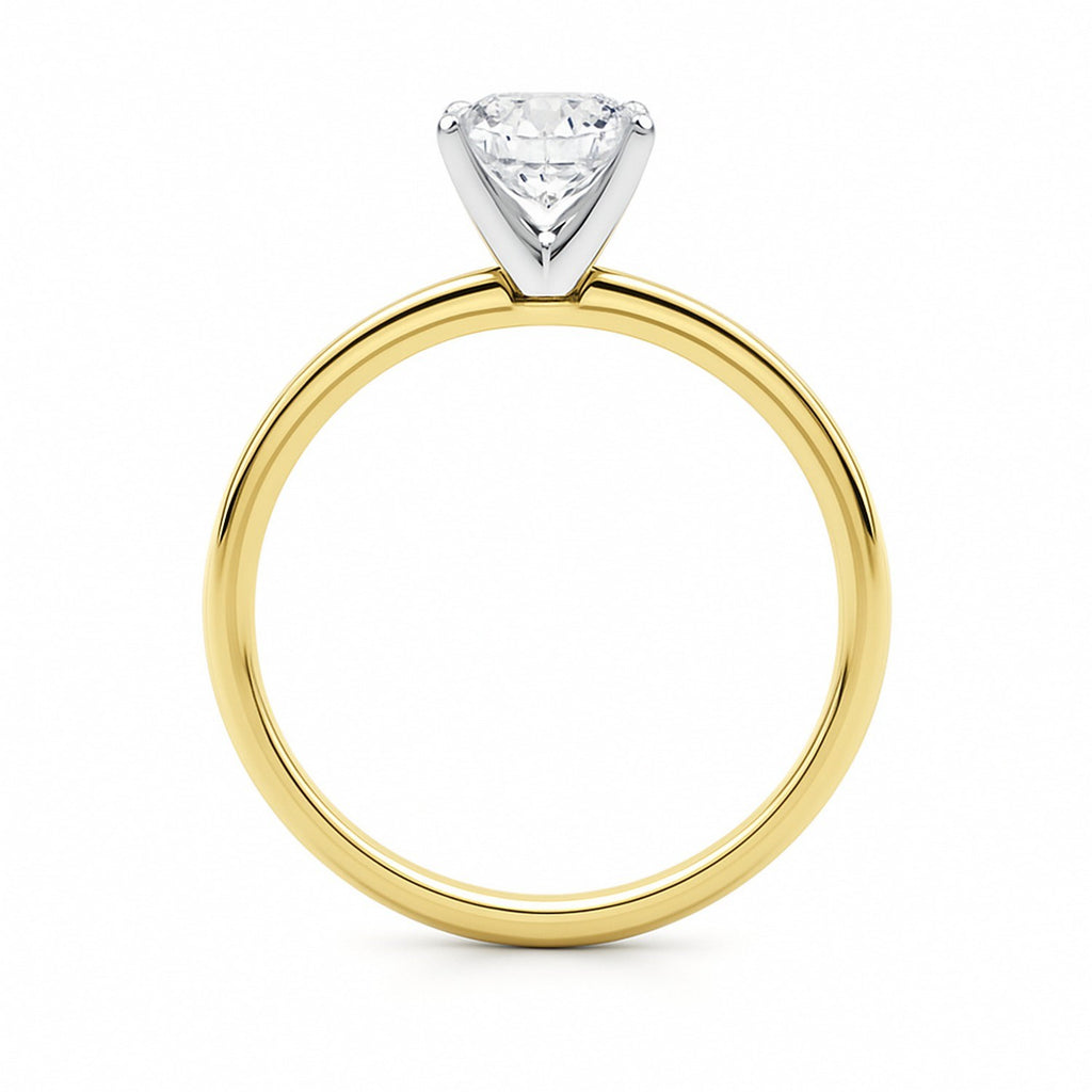 1 Carat Cushion Lab Grown IGI G/VS1 Diamond Solitaire Ring in 10K Yellow Gold