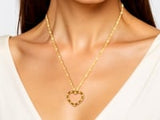 14k Yellow Gold Necklace with Reversible Heart Pendant
